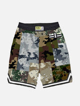 Boy long swim shorts with camouflage print