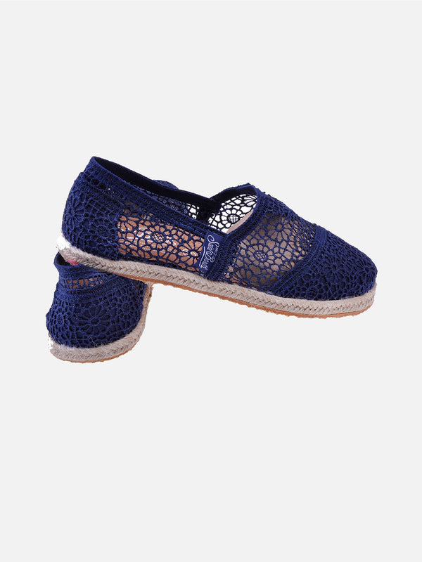 Blue macramè espadrillas