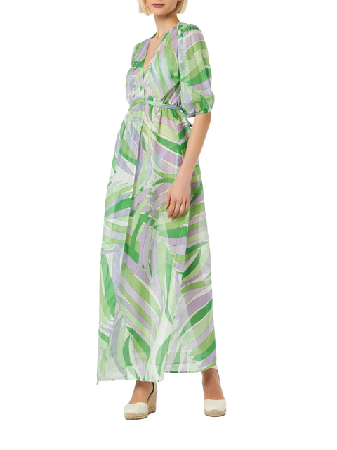 Cotton and silk long dress Bliss with palm print - MC2 Saint Barth