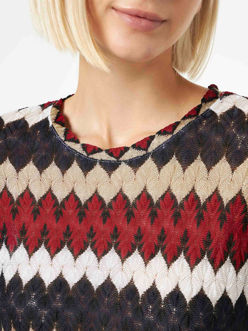 Top in maglia chevron bordeaux