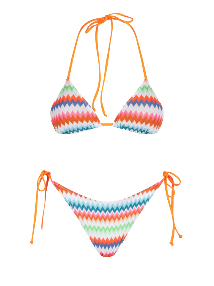 Damen-Triangel-Bikini mit aufgedrucktem Chevron-Muster