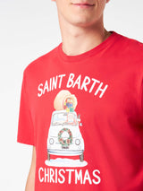 T-shirt da uomo in cotone pesante con stampa Saint Barth Christmas