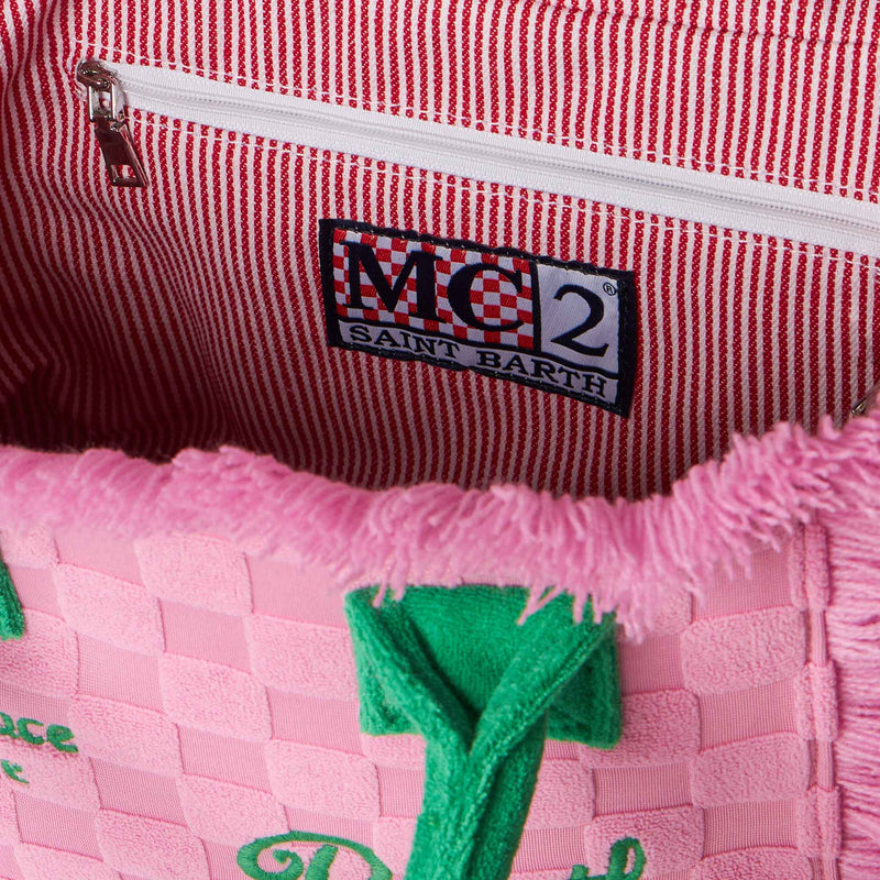 Colette rosa Frottee-Handtasche mit Karoprägung