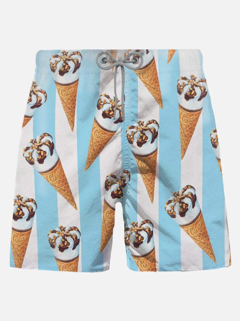 Man classic swim shorts with Cornetto print | ALGIDA® SPECIAL EDITION