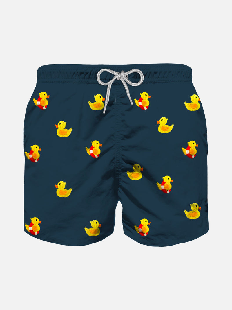 Boy swim shorts with ducky embroidery