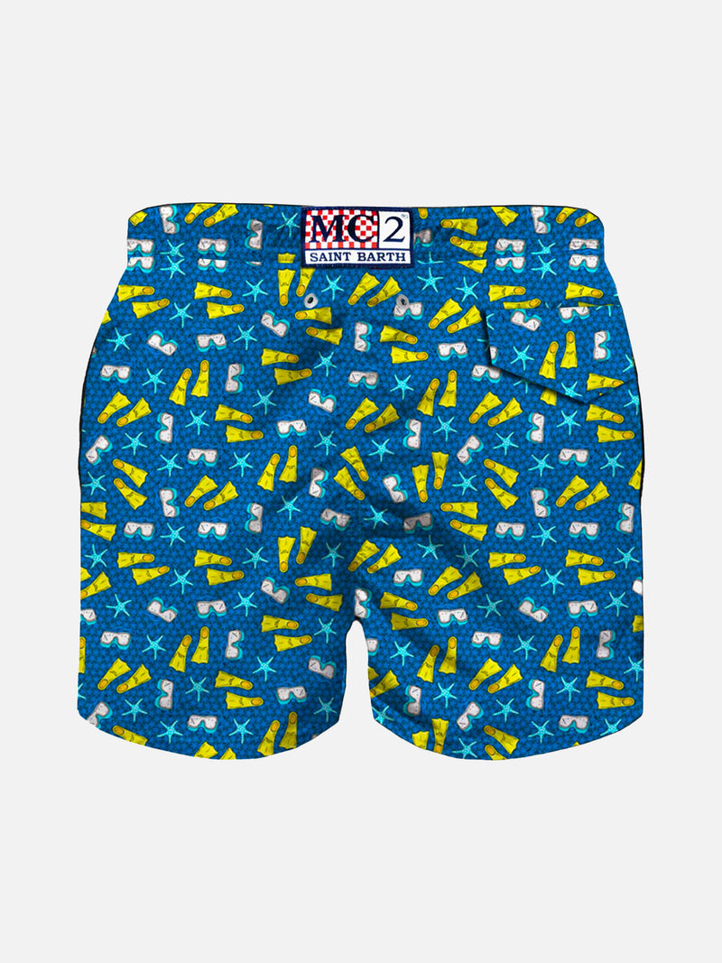 Costume da bagno da bambino in tessuto leggero stampa snorkeling