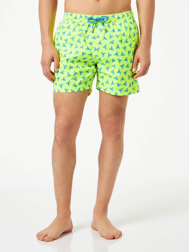 Man light fabric comfort swim shorts with lobster print