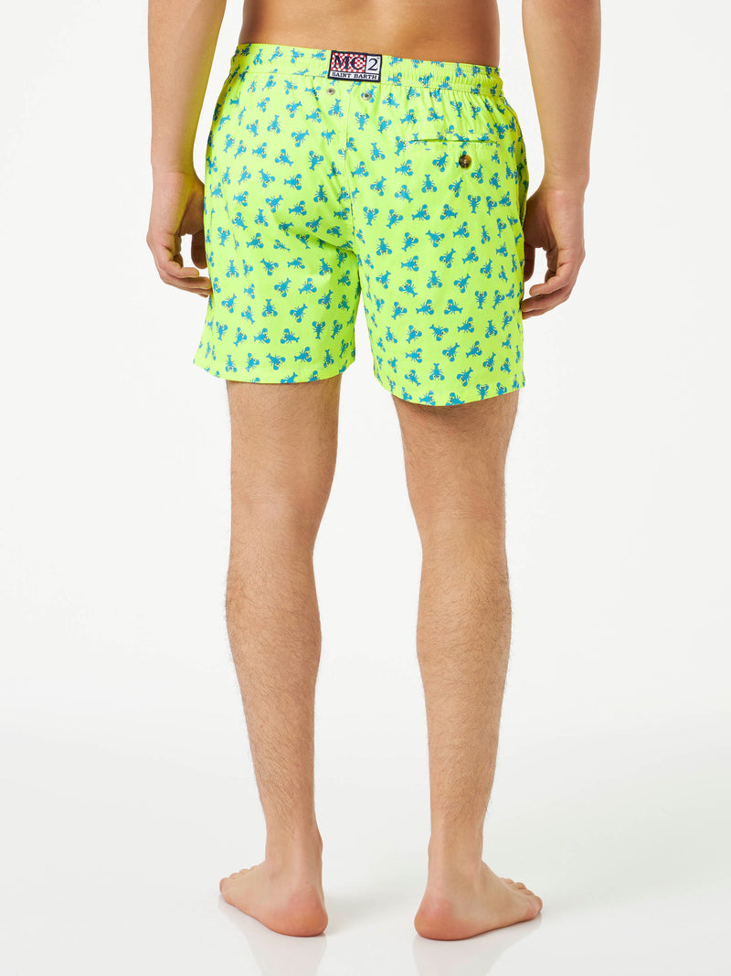 Man light fabric comfort swim shorts with lobster print