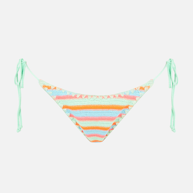 Woman striped crochet swim briefs