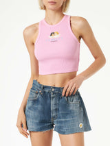 Cotton crop tank top with Fiorucci print | FIORUCCI SPECIAL EDITION