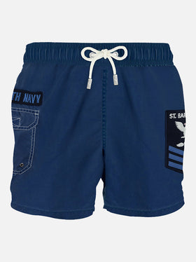 Délavé blue navy cargo man shorts - MC2 Saint Barth