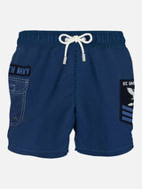Délavé blue navy cargo man shorts