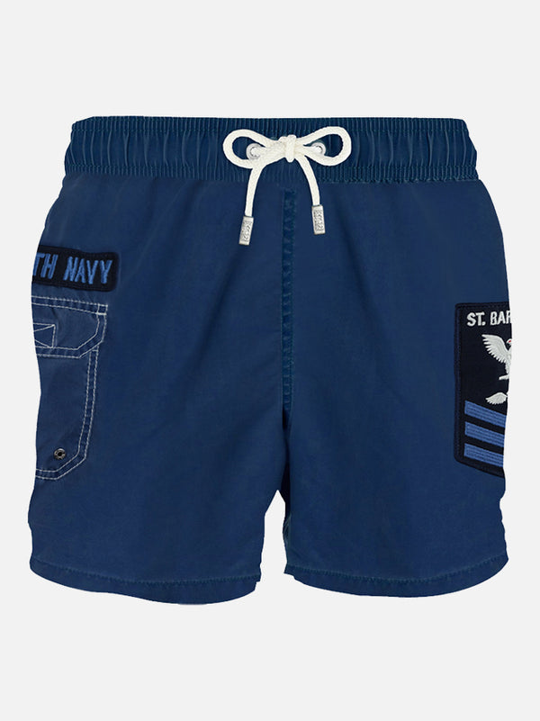 Pantaloncini uomo cargo blu navy délavé