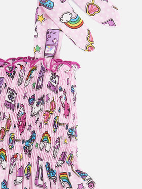 Abito in cotone Lola con stampa arcobaleno