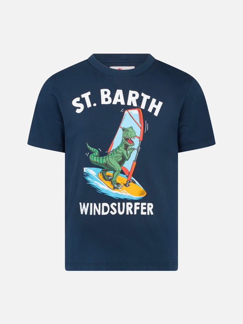 Boy cotton t-shirt with dinosaur print - MC2 Saint Barth