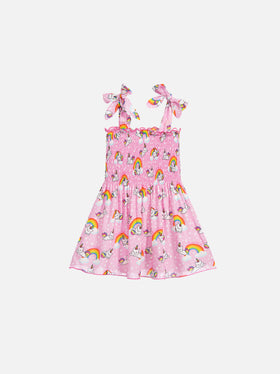 Cotton dress Lola with unicorn cat print