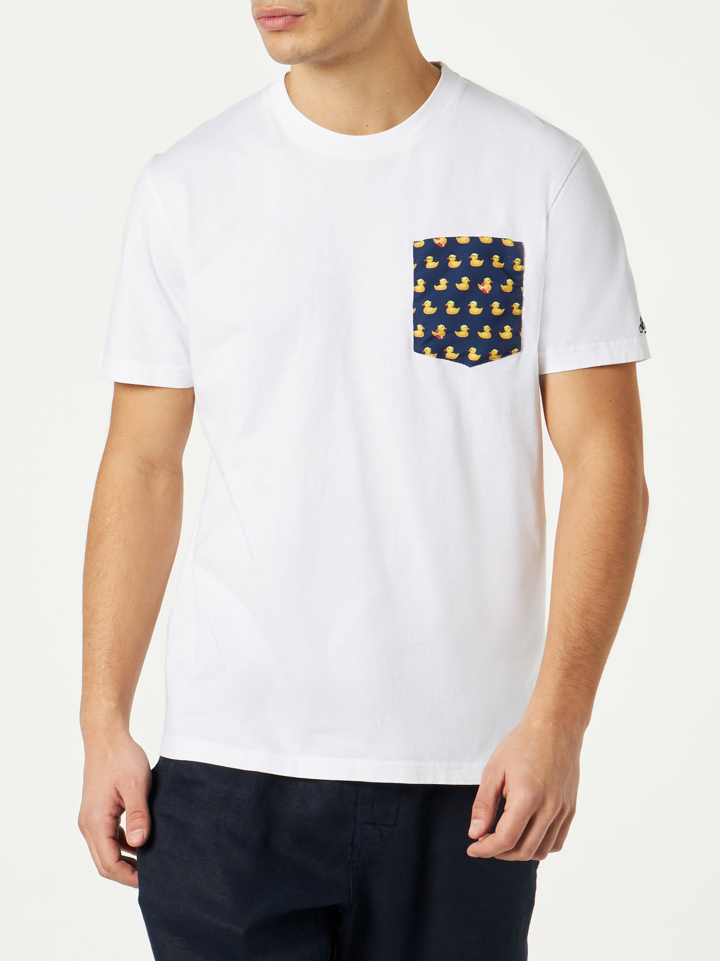 T-shirt uomo in cotone con taschino stampato