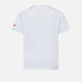Mädchen-T-Shirt mit Gänseblümchen-Stickerei und Aufnäher