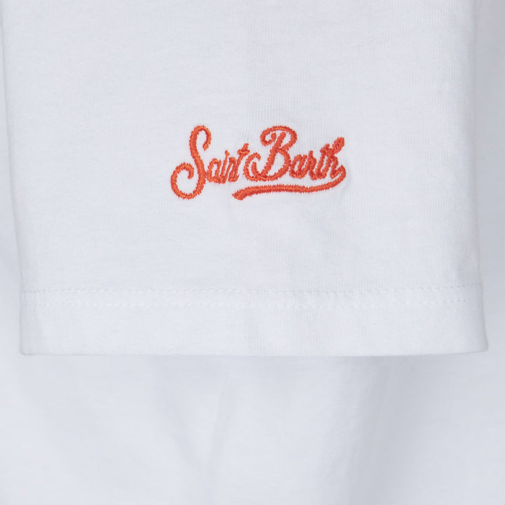 T-shirt da bambina con ricamo margherita e patch