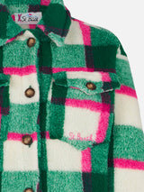 Sovracamicia da bambina in sherpa con stampa tartan