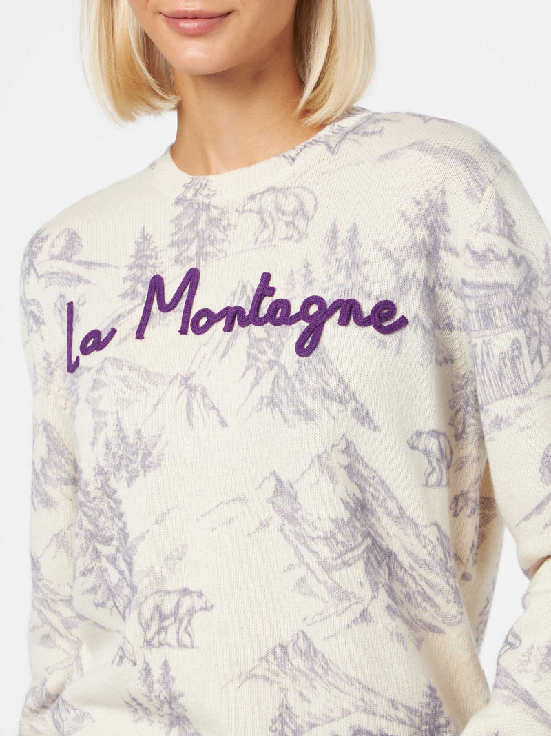 Maglia da donna girocollo con stampa La montagne