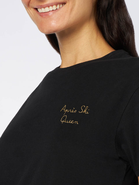 Woman heavy cotton t-shirt with Aprés Ski Queen embroidery - MC2 Saint Barth