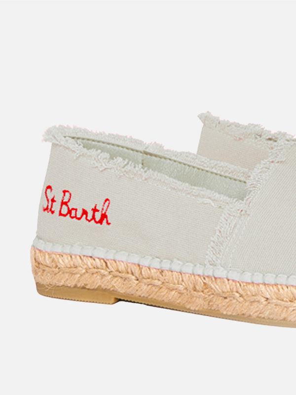 Beige Canvas-Espadrillas mit Stickerei