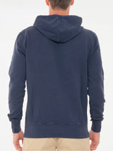 Blue cotton hoody with embroidery