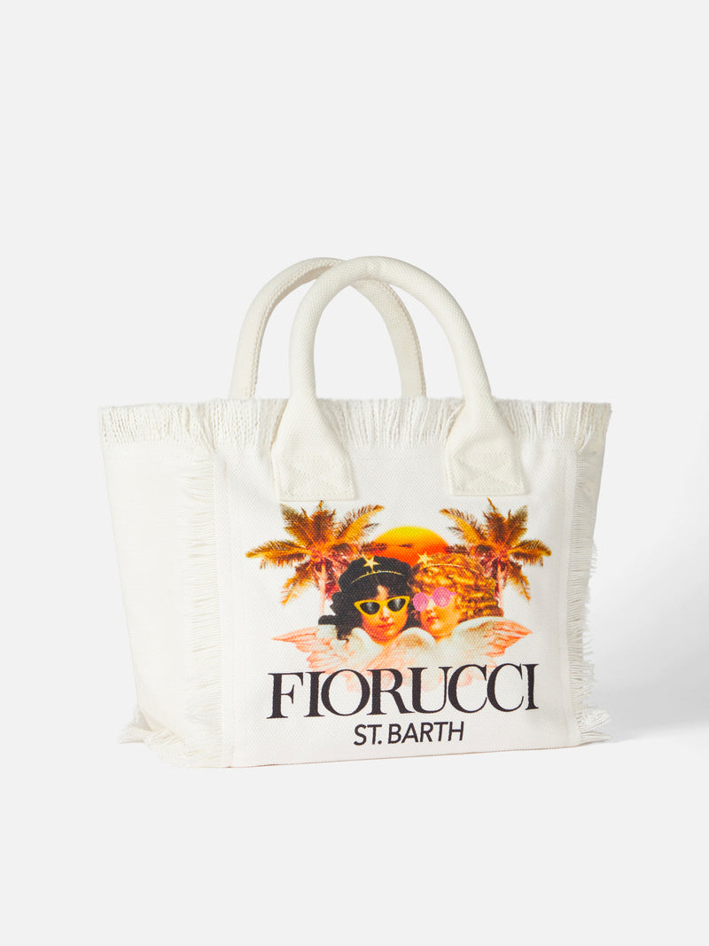 Colette Handtasche aus weißem Baumwollcanvas mit Fiorucci Angels-Print | FIORUCCI-SONDERAUSGABE