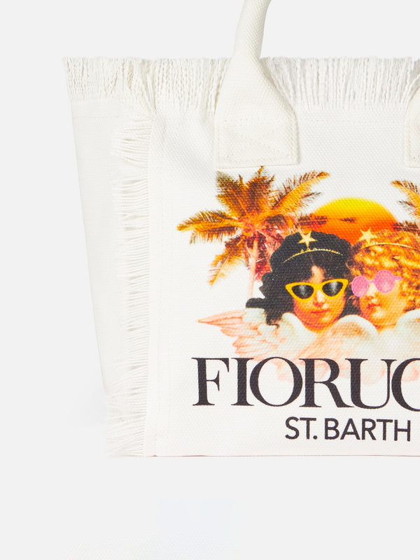 Colette Handtasche aus weißem Baumwollcanvas mit Fiorucci Angels-Print | FIORUCCI-SONDERAUSGABE