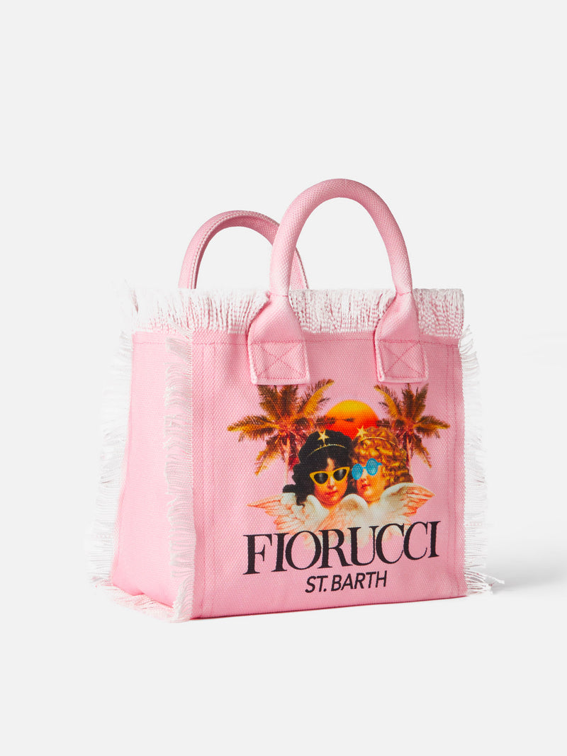 Colette rosafarbene Handtasche aus Baumwollcanvas mit Fiorucci Angels-Print | FIORUCCI-SONDERAUSGABE