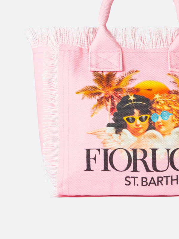 Colette rosafarbene Handtasche aus Baumwollcanvas mit Fiorucci Angels-Print | FIORUCCI-SONDERAUSGABE