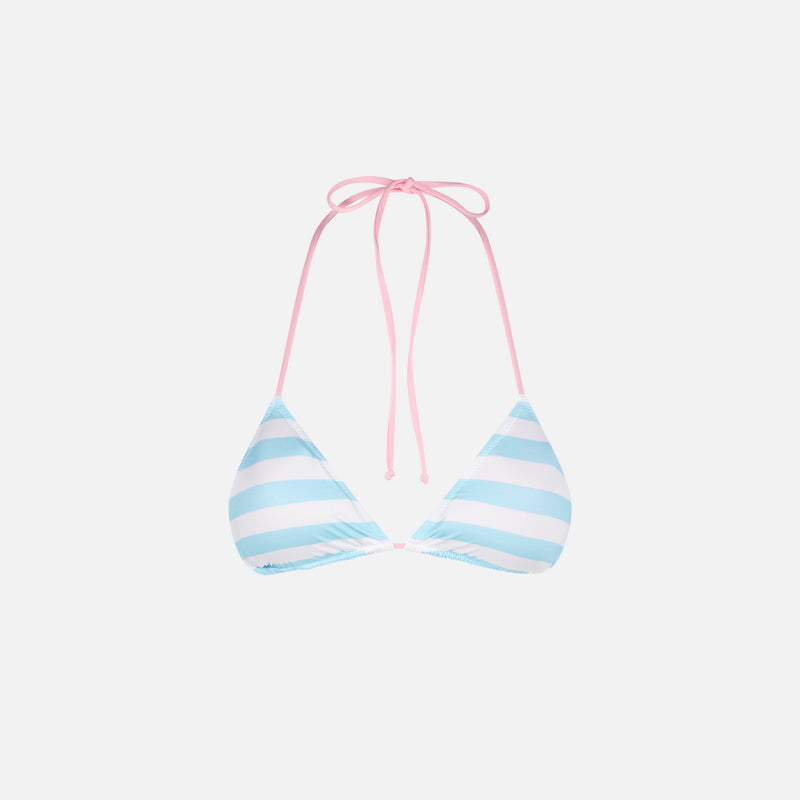 Woman triangle top swimsuit with striped print | FIORUCCI SPECIAL EDITION