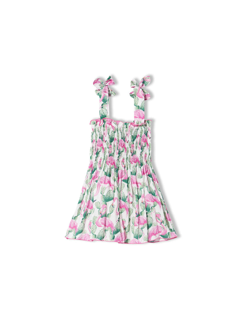 Mädchenkleid mit Flamingo-Print