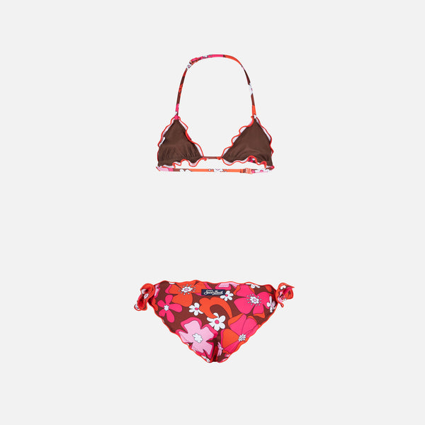 Mädchen-Triangel-Bikini mit Blumenprint