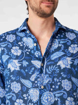 Camicia da uomo Pamplona in lino con stampa fiori