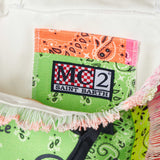 Colette cotton canvas handbag with fluo bandanna print