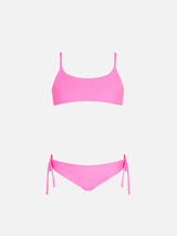 Girl fluo pink bralette bikini