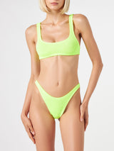 Bikini a bralette da donna giallo fluo crinkle