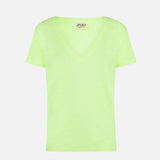 T-shirt da donna in lino giallo fluo