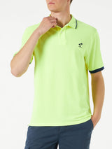 Polo in piquet giallo fluo con logo St. Barth