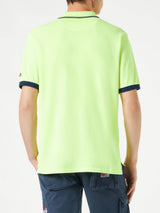 Polo in piquet giallo fluo con logo St. Barth