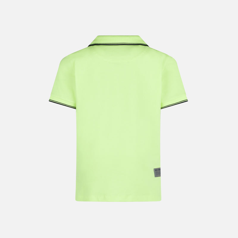 Fluo yellow piquet polo with St. Barth logo