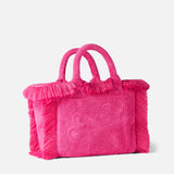 Colette Fuchsia-Handtasche aus weichem Frottee mit geprägtem Logo