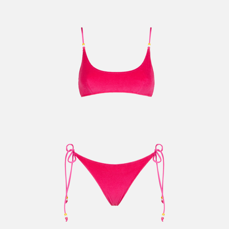 Bikini da donna a bralette in spugna fucsia