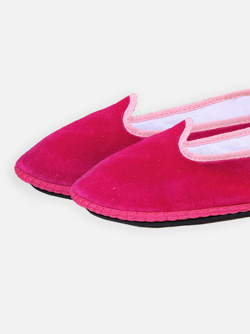 Pantofole friulane in velluto fucsia