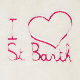 Giacca bianca da bambina con tessuto furry e con ricamo I Love St. Barth