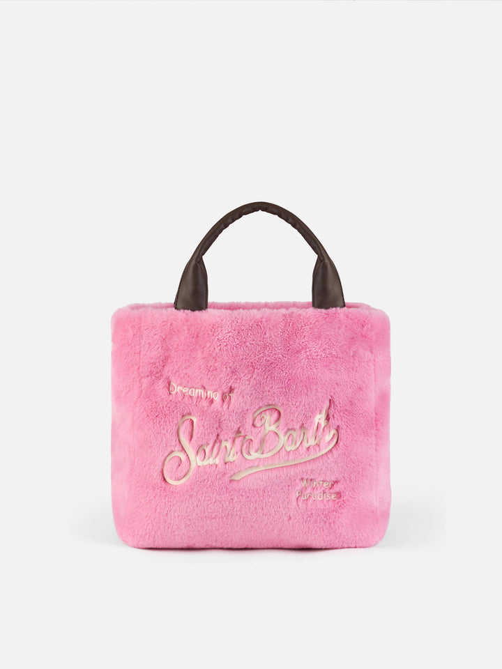 Pelzige, weiche Fuchsia-Handtasche von Colette mit Schultergurt
