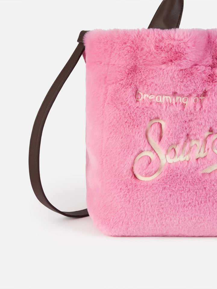 Pelzige, weiche Fuchsia-Handtasche von Colette mit Schultergurt