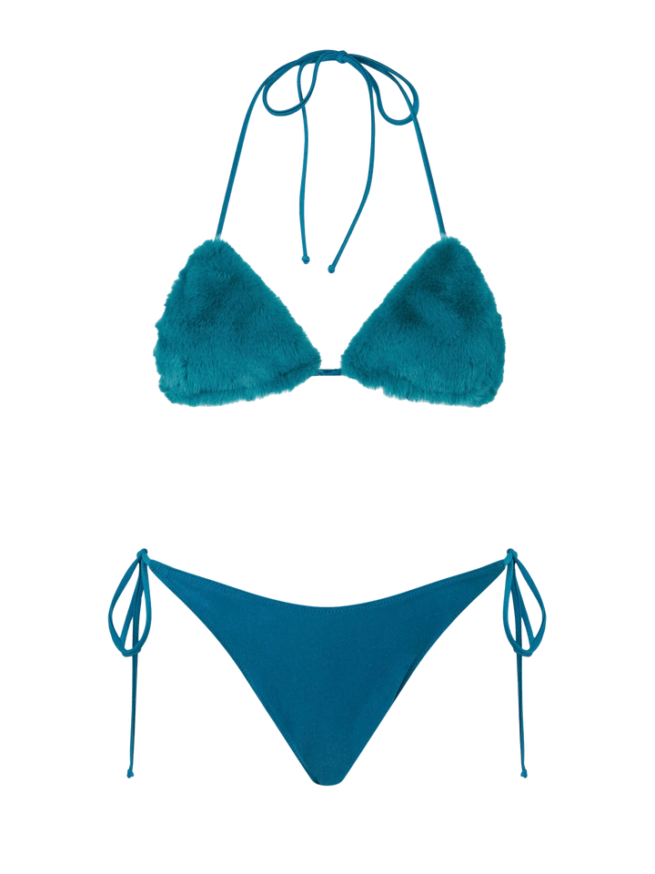Blaugrüner Damen-Triangel-Top-Bikini